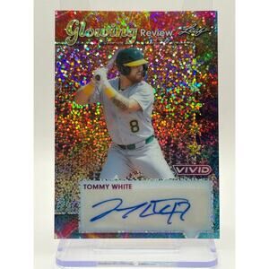 2024 Leaf Vivid Tommy White Glowing Review Sparkle Auto /10 SP Oakland Athletics
